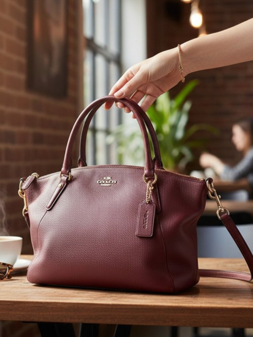 Coach Kelsey Stachel in Crimson Pebbled Leather